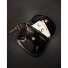 Etui na klucze z portmonetką, czarne, skórzane, 4U Cavaldi