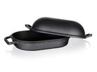 Excellent, brytfanna żeliwna, owalna z pokrywką, czarna, 39-26-14 cm, 3 + 4 l