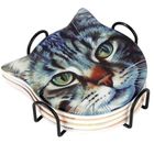 Excellent Houseware, podstawki pod kubek, w stojaku, kot, 4 szt.