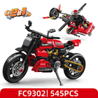 Forange, czerwony motocykl 2w1, klocki konstrukcyjne, 545 elementów
