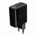 Gembird, szybka ładowarka sieciowa, 3-portowa, USB-A + USB TYP-C, 30W, LCD, czarna