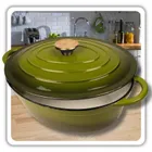 Hage, brytfanna żeliwna, emaliowana, gęsiarka, oliwkowa, 6l