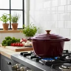 Hage, emaliowany garnek, żeliwny, eggplant, 22 cm, 3l