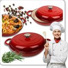 Hage, garnek żeliwny, emaliowany, płaski, czerwony, 30 cm, 3l