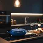 Hage, garnek żeliwny, emaliowany, płaski, niebieski, 30 cm, 3l