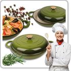 Hage, garnek żeliwny, emaliowany, płaski, oliwkowy, 30 cm, 3l