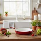 Hage, patelnia żeliwna, emaliowana, czerwona, 26 cm