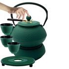 Hage, zestaw dzbanek żeliwny, z filiżankami i podgrzewaczem, zielony, 4-60 ml, 900 ml