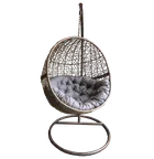 HaloFuture, fotel wiszący, kokon, huśtawka, brązowy, szara poduszka