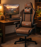 Hedo, fotel gamingowy z podnóżkiem, brązowy