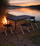 Hedo, zestaw stół turystyczny i 4 krzesła, składany w walizkę, 5w1, czarny