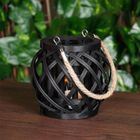 Home Styling Collection, lampion na świeczkę, bambusowy, czarny, 14,5-14 cm