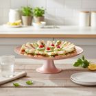 Home Styling Collection, patera na tort, na nóżce, szklana, różowa, 28 cm