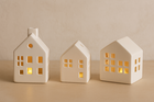 Home Styling Collection, Scandi, ceramiczne domki led, 3 ozdoby świetlne