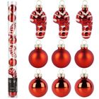 Home Styling Decoration, bombki choinkowe, szklane, czerwone, 3 cm, 9 szt.