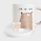 Homla, Batis, kubek, z brązowym misiem i porcelanową przykrywką, 0,35l