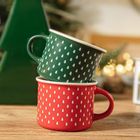 Homla, Flocon, kubek, czerwony w choinki, 0,16l