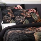 Homla, Fonce, Pościel z mikrofibry czarna w liście, 200-220 cm, SS23 825502