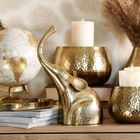 Homla, Girona, ozdoba stojąca słoń złoty, 18-8-25 cm