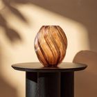 Homla, Swirl, wazon szklany zakręcony, brązowy, 17-21 cm