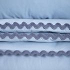 Homla, Vela, pościel, bawełniana z ozdobną lamówką niebieska, 200-220 cm