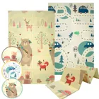 Humbi, dwustronna składana mata edukacyjna z pianki XPE, misie liski i auta, 120-180 cm