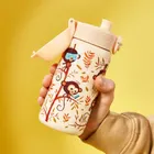 ION8, Małpki, stalowy bidon z ustnikiem, kremowy, 400 ml