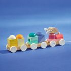 Janod, Zigolos, pociąg drewniany z klockami i zwierzątkami do ciągnięcia