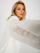 Kardigan damski z wełną, oversize, ecru, Rue Paris