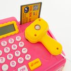 Kasa fiskalna z akcesoriami, światło i dźwięk, różowa