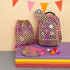 Kayokki, saszetka na biodra, Szachownica, różowo-pomarańczowa