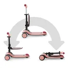 Kinderkraft, Halley 2, hulajnoga 3-kołowa, balansowa 2w1, LED, Rose Pink