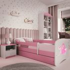 Kocot Kids, Babydreams, łóżko z szufladą i materacem, różowe, księżniczka na koniku, 70-140 cm