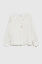 Koszula damska z długim rękawem, biała, Moodo