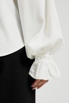 Koszula damska z długim rękawem, biała, Moodo