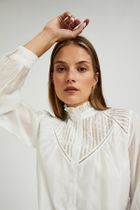 Koszula damska z długim rękawem, biała, Moodo