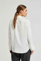 Koszula damska z długim rękawem, biała, Moodo