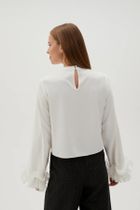 Koszula damska z długim rękawem, biała, Moodo