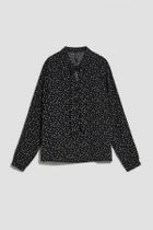 Koszula damska z długim rękawem, czarna, Moodo