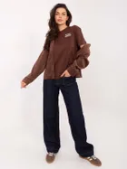 Koszula damska z długim rękawem, oversize, brązowa, Sublevel