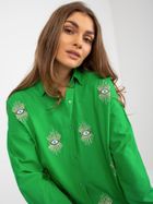 Koszula damska z długim rękawem, zielona, Factory Price