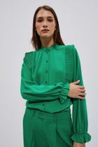 Koszula damska z długim rękawem, zielona, Moodo