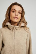 Kurtka damska z kapturem, beżowa, Moodo