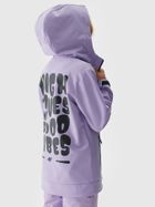 Kurtka softshell dziewczęca z kapturem, fioletowa, 4F