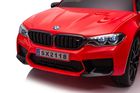 Lean Cars, BMW M5, pojazd na akumulator z platformą dla rodzica, czerwony lakierowany