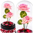 Lean Toys, 2 wieczne róże w kopule, z oświetleniem LED