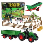 Lean Toys, farma, traktor z przyczepą i figurkami zwierząt, 45 elementów