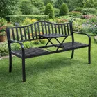 Lean Toys, ławka ogrodowa, metalowa, czarna, 150 cm