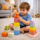 Lean Toys, miękkie klocki edukacyjne, gumowe, dinozaury, 14 elementów