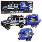 Lean Toys, samochód policyjny z przyczepą do przewozu koni, pojazd interaktywny